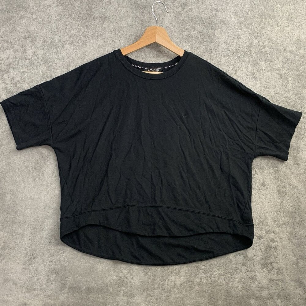 Lauren Ralph Lauren Black Label Shirt Womens Large Viscose Blend Short Sleeve